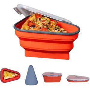 Collapsible Silicone Pizza Slice Storage Container Reusable Snap Lid Gift